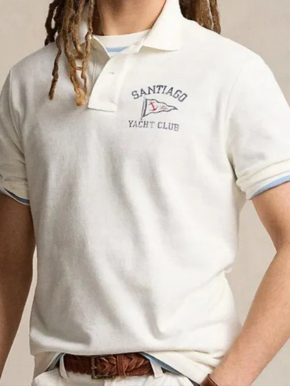 Polo Ralph Lauren Classic Fit Nautical Mesh Polo Shirt Med Santiago Yacht Club